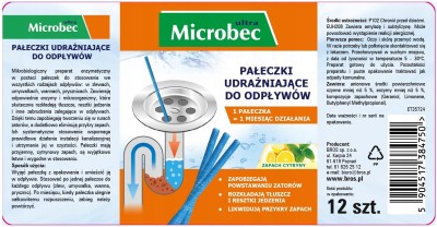 Bros Microbec pałeczki udrażniające do odpływów 12 sztuk