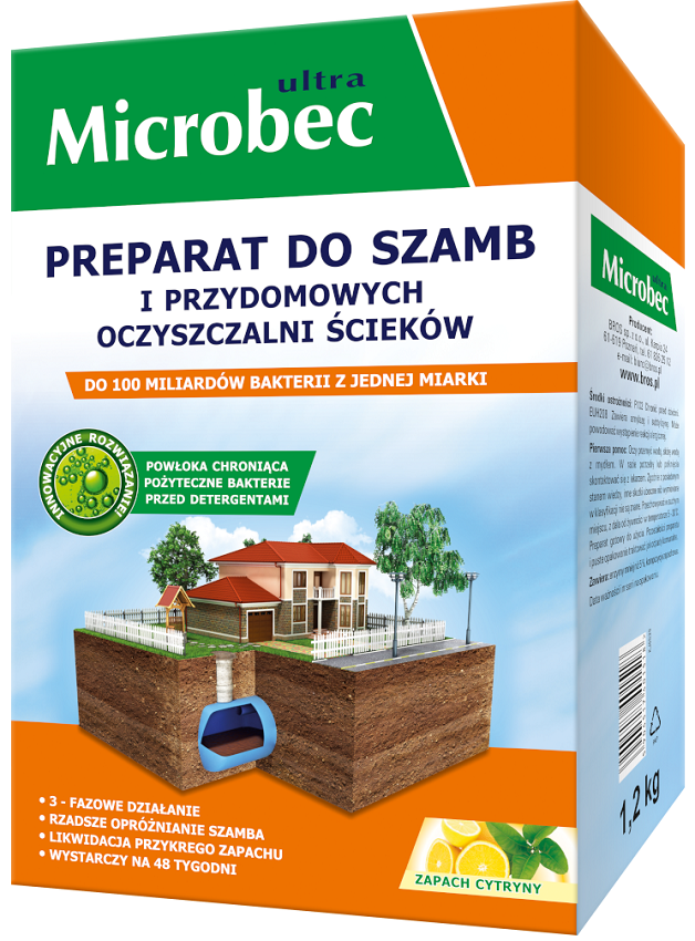 Bros Microbec Ultra Cytryna preparat do przydomowych oczyszczalni ścieków i szamb 1,2kg