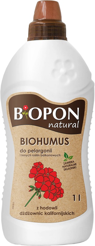 Bopon Biohumus wieloskładnikowy płynny nawóz organiczno mineralny do pelargonii i roślin balkonowych BiOPON 1l