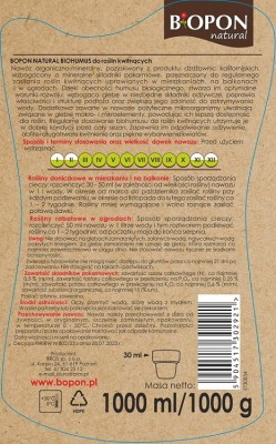 Bopon Biohumus wieloskładnikowy płynny nawóz organiczno mineralny do roślin kwitnących BiOPON 1l