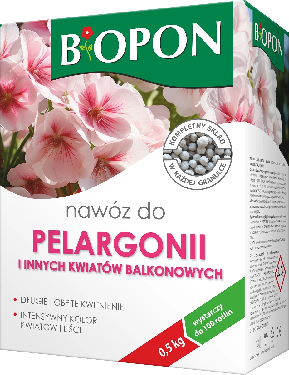 Bopon granulowany nawóz do pelargonii i innych roślin balkonowych BiOPON 500g